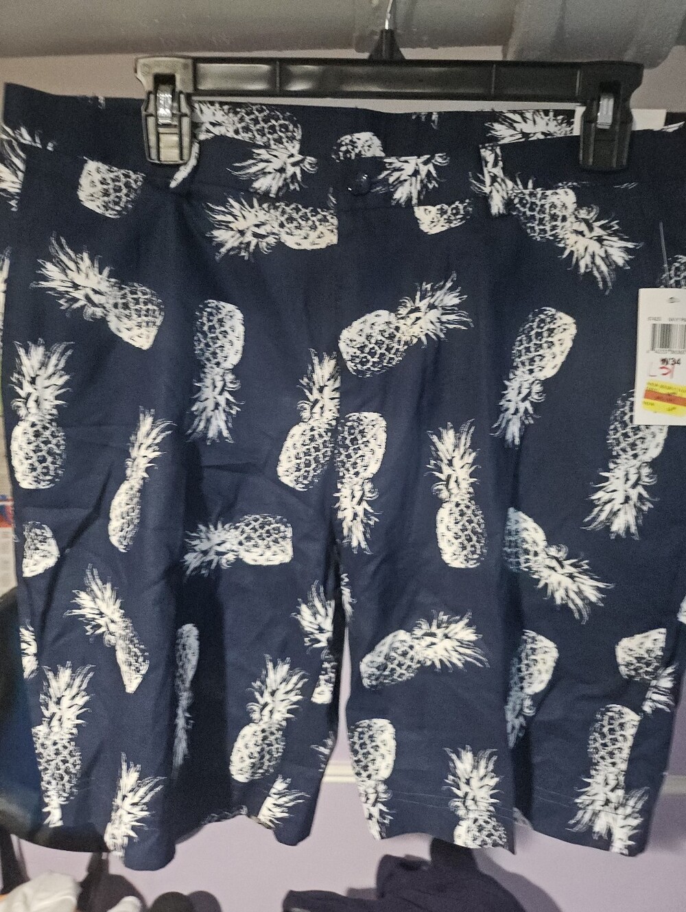 Paisley & Gray Navy and White Pineapple Print Kids Shorts
